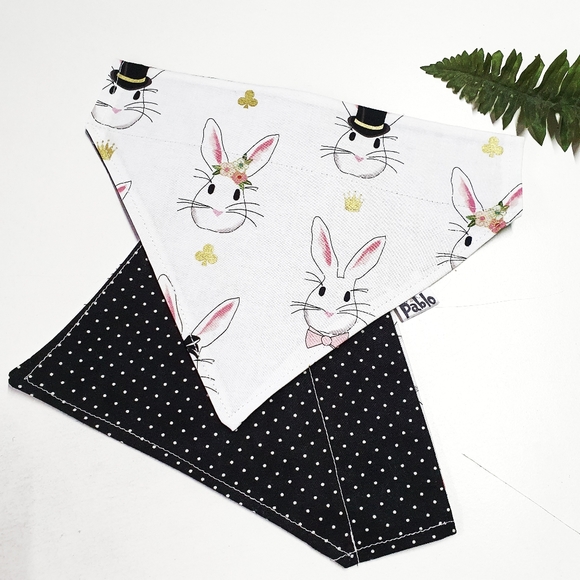 🐶 3 for $15 * Pablo Reversible Elegant Easter Bunnies Dog Collar - Picture 3 of 7